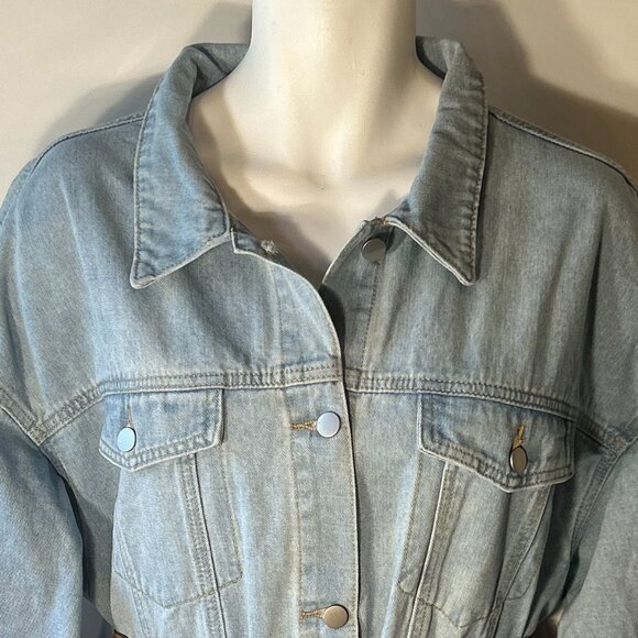Chou Yatou NWT SZ XXL Blue Denim Midi Jacket Duster / Dress Western Boho Retro - Picture 5 of 12